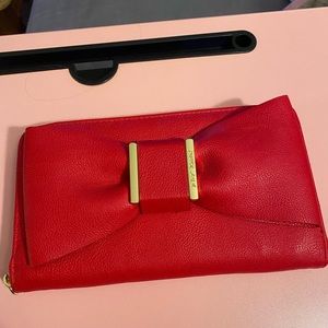 Betsey Johnson Big Red Bow Zip Around Wallet